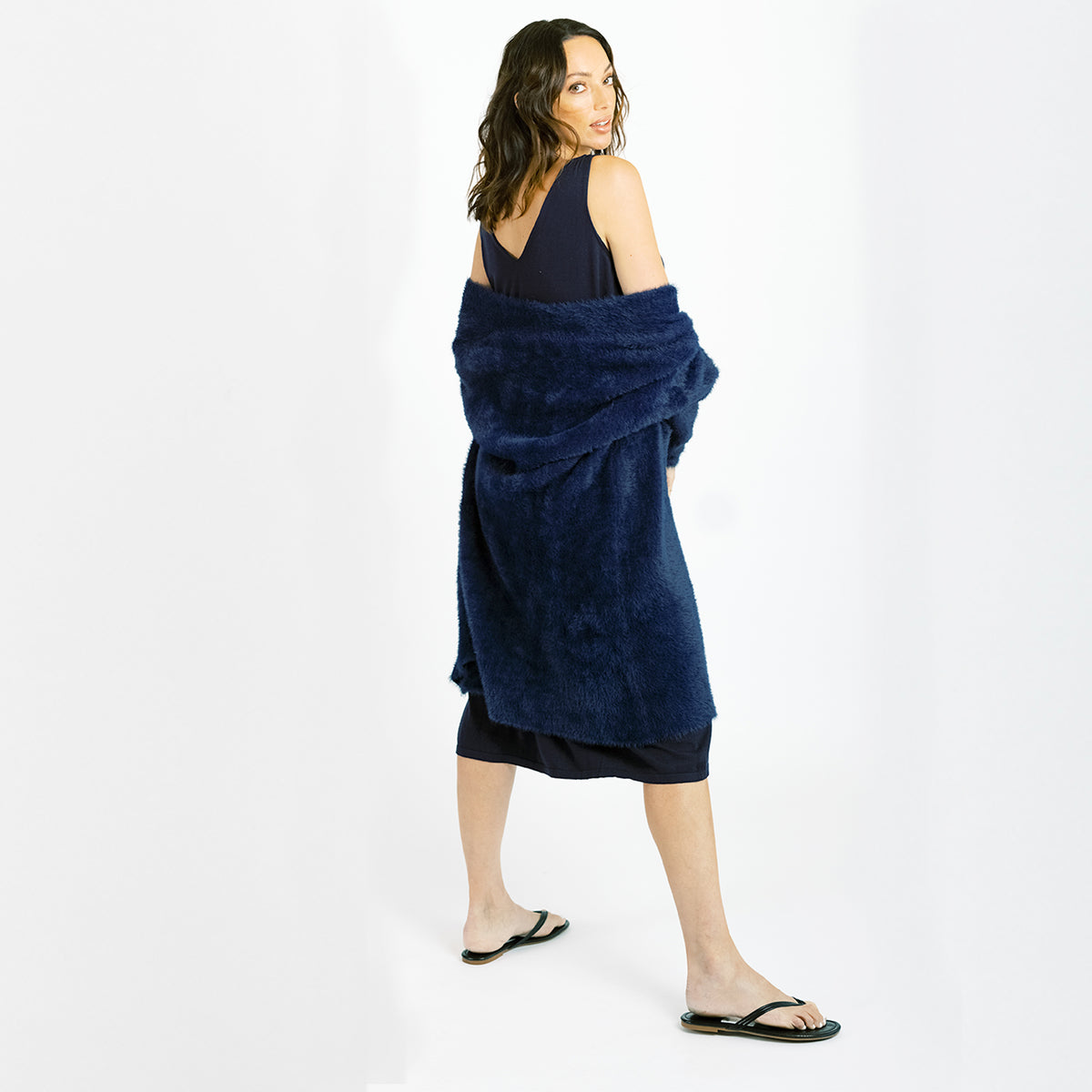 Cashmere Cotton House Dress | Navy