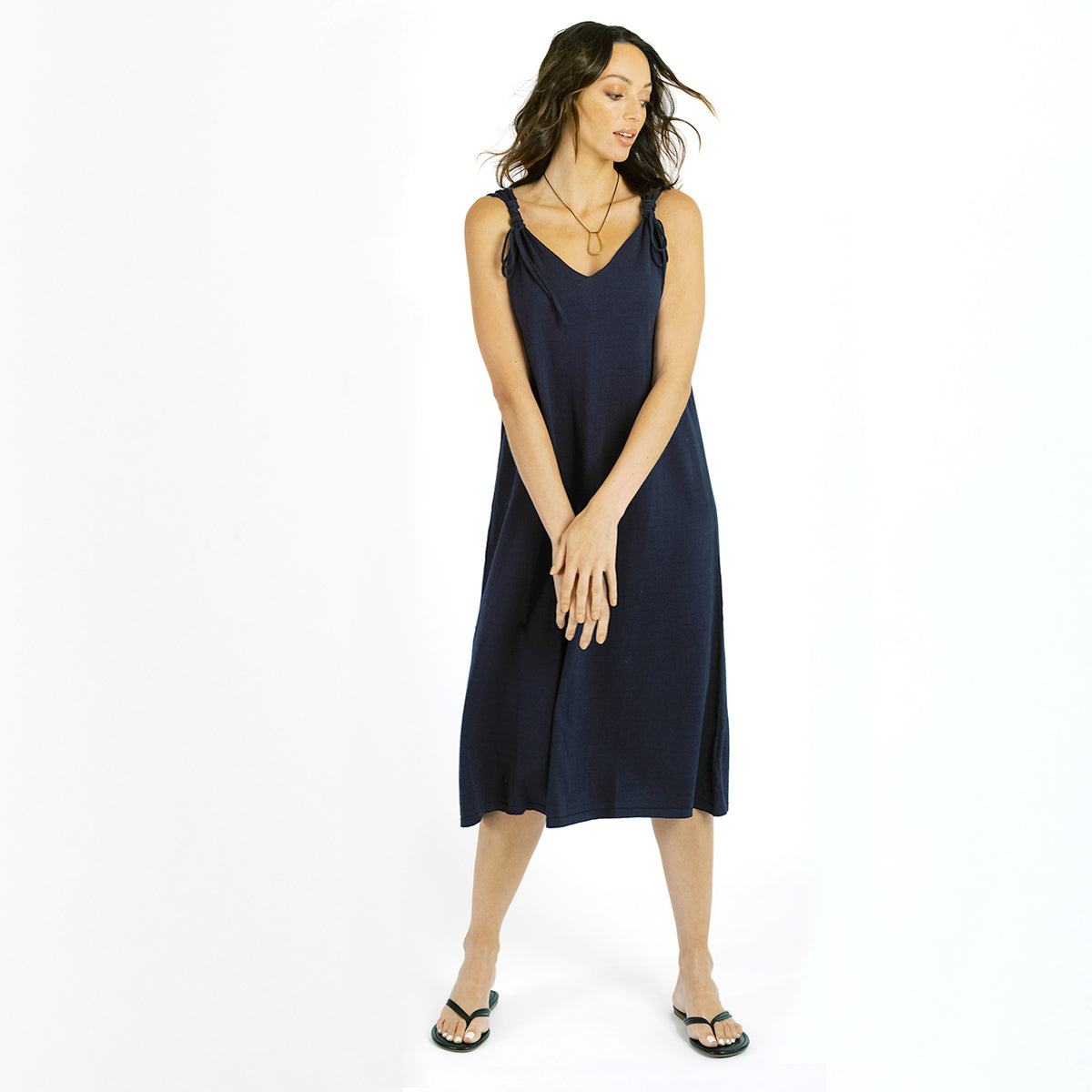 Cashmere Cotton House Dress | Navy
